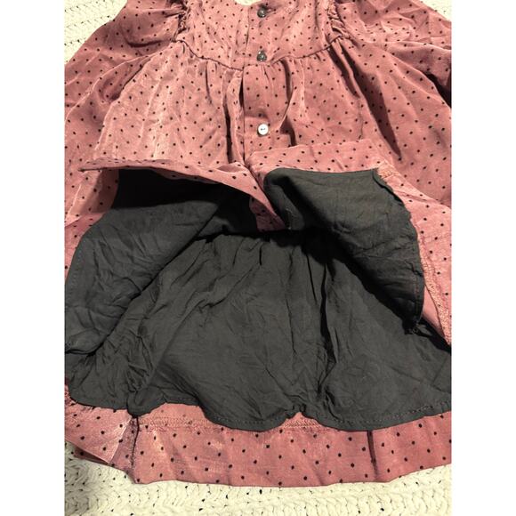Zara Satin Polka Dot Dress Ruffle Long Sleeve Baby Girl 18-24M Spain Mauve - Picture 4 of 6